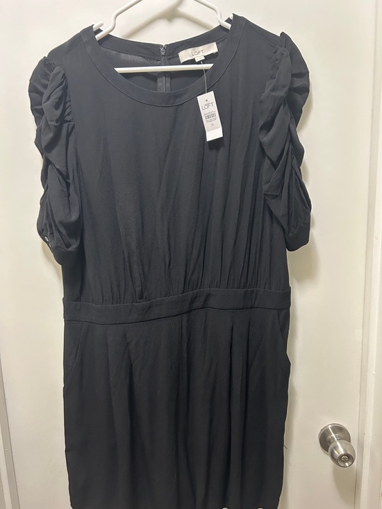 LOFT Pants - LOFT Black Short-Sleeve Jumpsuit with Ruffle Sleeve Detail